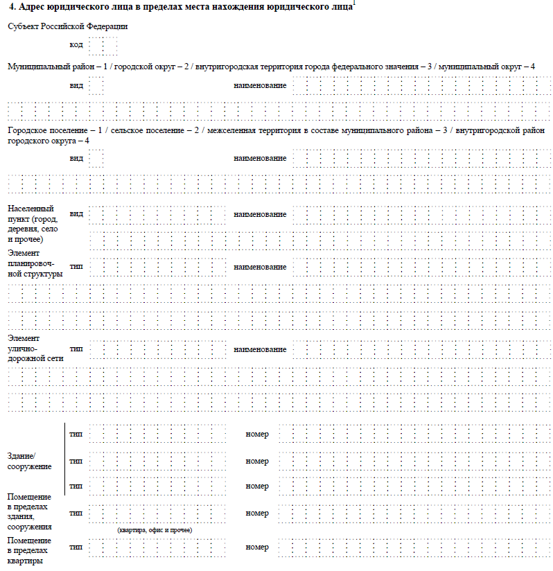 Адрес юридического лица в пределах места нахождения юридического лица