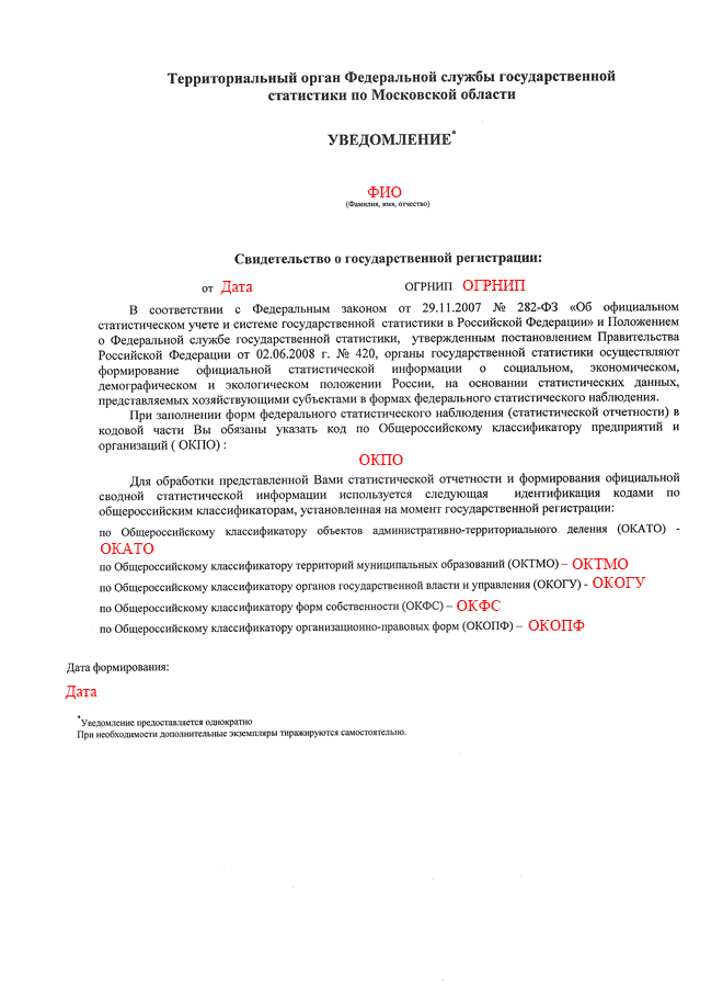 Информационное письмо из Росстата