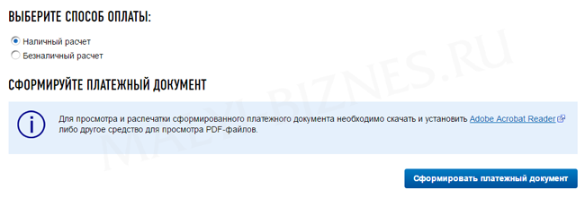 Инструкция по оплате госпошлины за закрытие ИП - Сформировать платежный документ