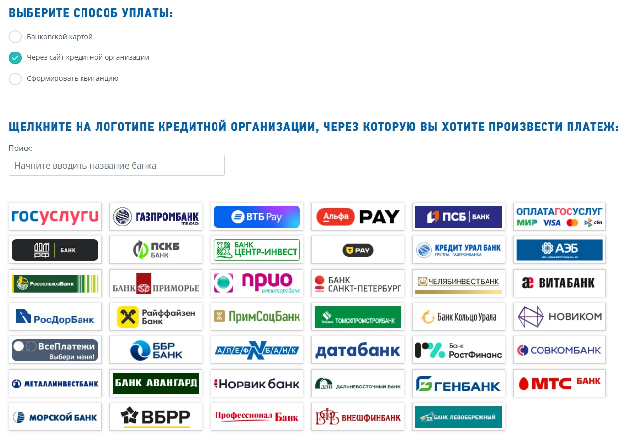 Инструкция по оплате госпошлины за закрытие ИП - выбор организации для онлайн-платежа