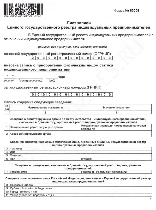 Лист записи ЕГРИП, скачать образец, как получить выписку из единого  государственного реестра индивидуальных предпринимателей