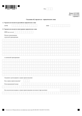 Форма Р11001 лист А страница 1