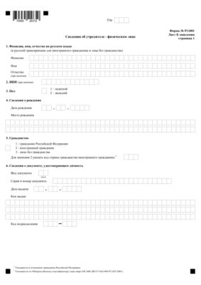 Форма Р11001 лист Б страница 1