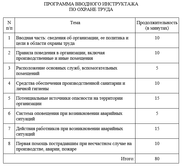 Вводный инструктаж по охране труда